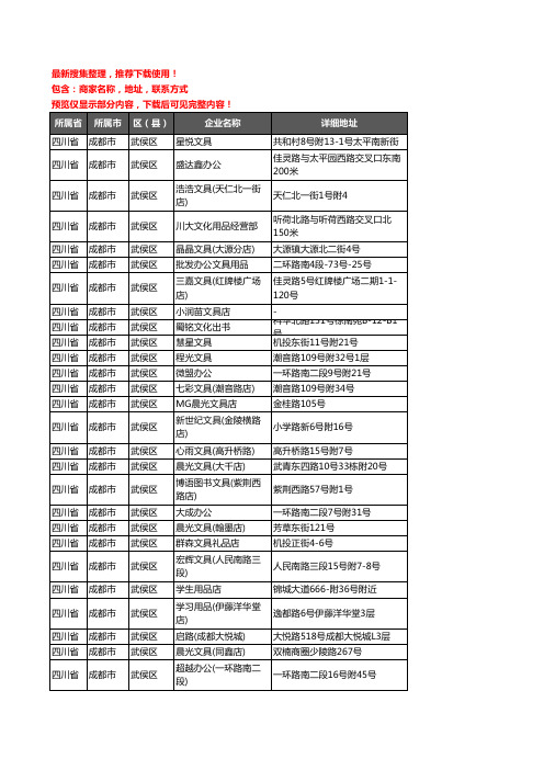 新版四川省成都市武侯区办公用品企业公司商家户名录单联系方式地址大全418家