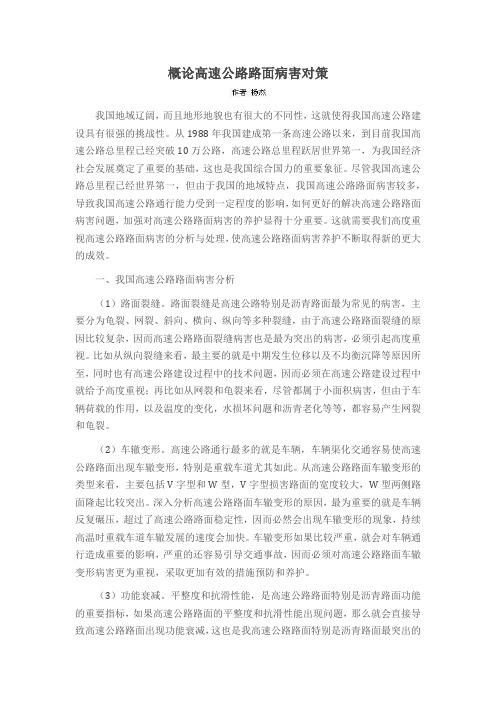 概论高速公路路面病害对策