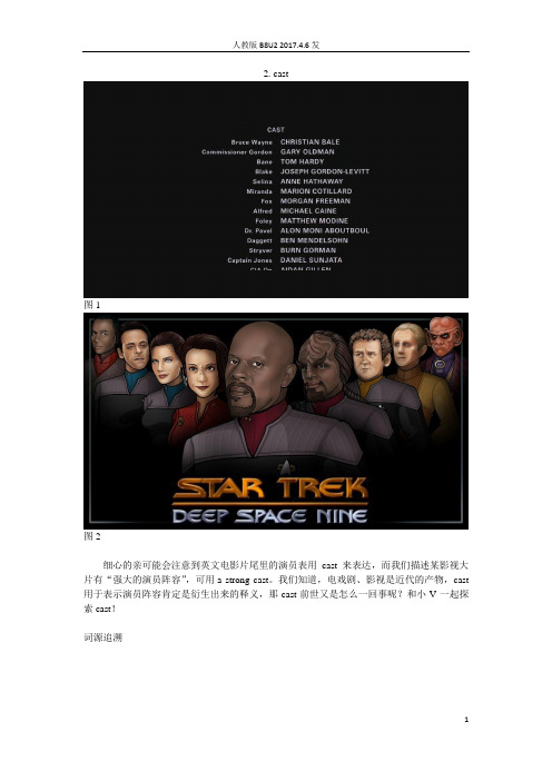 【维词课堂】 人教选修八Unit2 cast