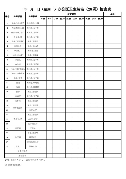 办公区卫生检查表