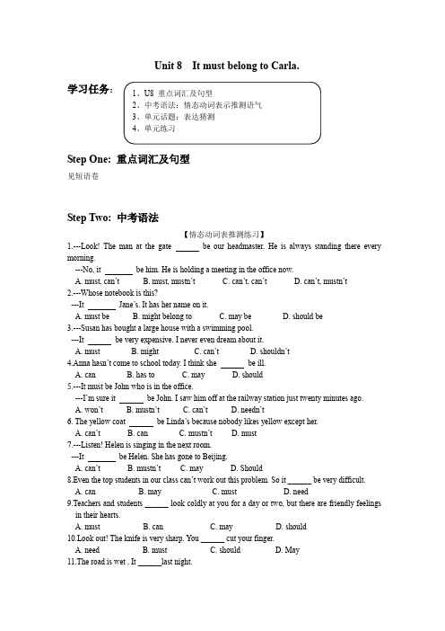 人教版九年级英语 Unit 8讲义(配练习)