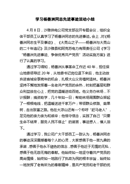 学习杨善洲同志先进事迹活动小结
