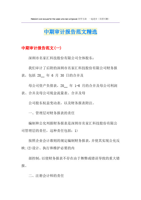 中期审计报告范文精选