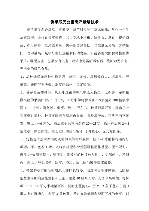 佛手瓜无公害高产栽培技术