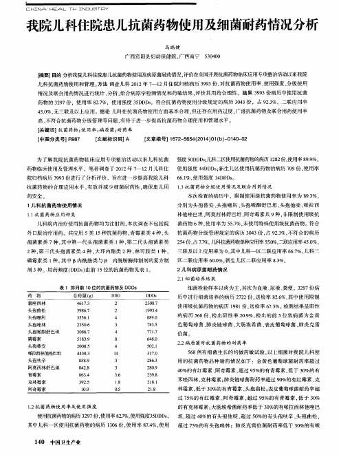 我院儿科住院患儿抗菌药物使用及细菌耐药情况分析