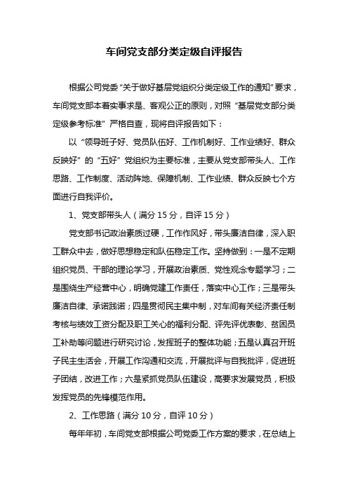 车间党支部分类定级自评报告