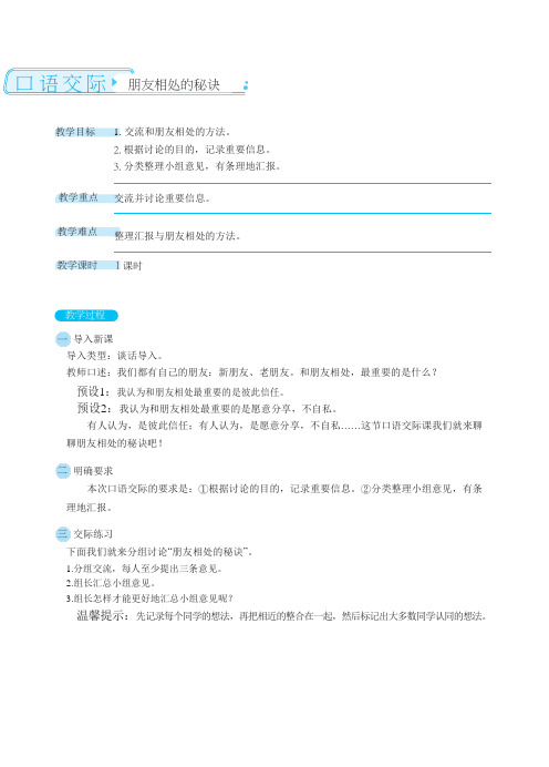 部编版小学语文四年级下册 第六单元口语交际 语文园地 习作(教案)