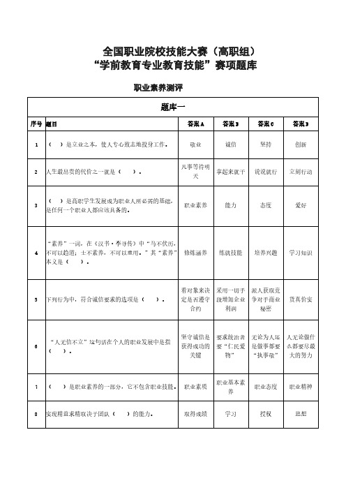 全国职业院校技能大赛高职组学前教育专业教育技能