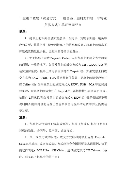 进口单证整理要点