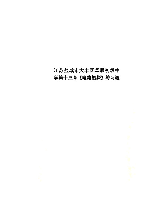 江苏盐城市大丰区草堰初级中学第十三章《电路初探》练习题