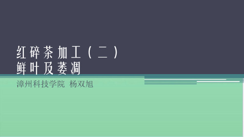 红碎茶加工：鲜叶及萎凋