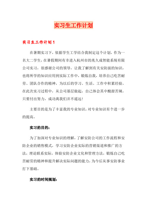 实习生工作计划