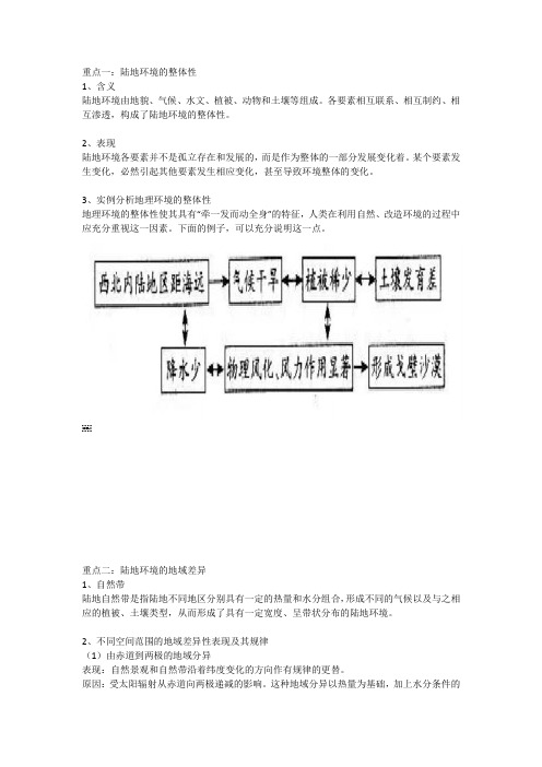 高考地理重点一：陆地环境的整体性
