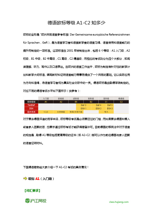 最新整理——德语欧标A1-C1等级介绍