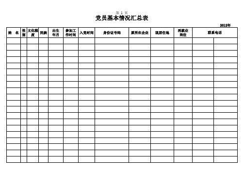党员花名册表格样式