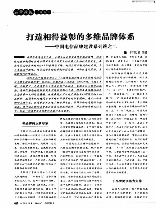 打造相得益彰的多维品牌体系——中国电信品牌建设系列谈之二