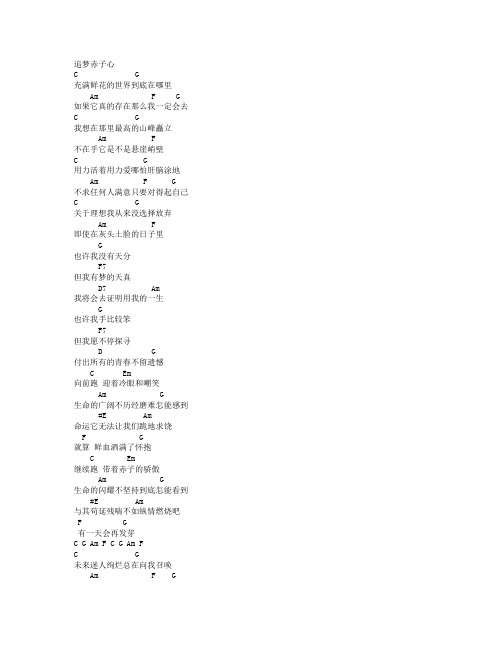 追梦赤子心 吉他谱