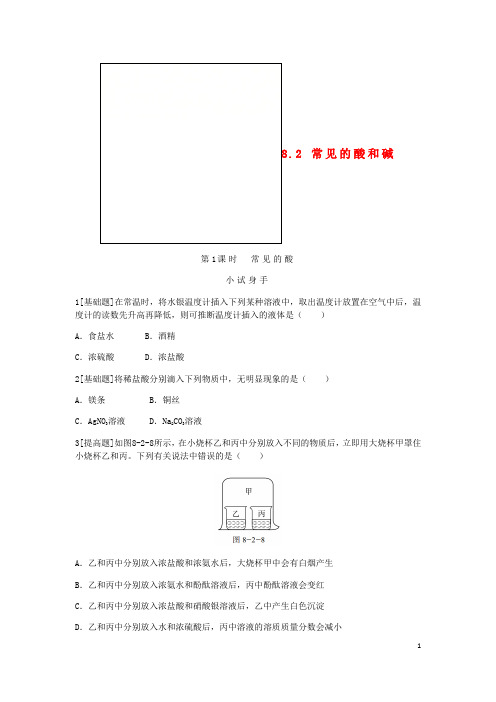 九年级化学下册 第八章 常见的酸、碱、盐 8.2 常见的酸和碱 第1课时 常见的酸同步练习 (新版)粤教版