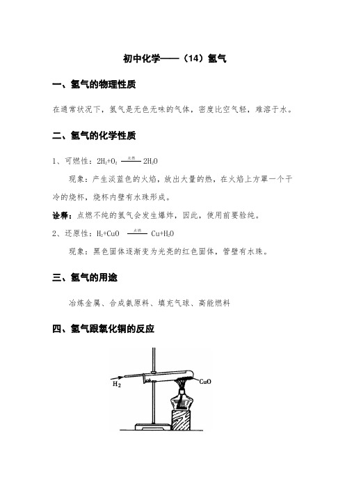 初中化学——(14)氢气