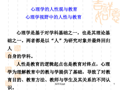 心理学的人性观与教育PPT课件