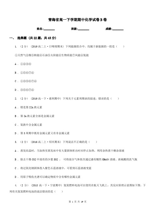 青海省高一下学期期中化学试卷B卷新版
