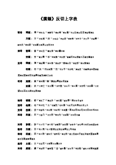 广韵反切上下字表