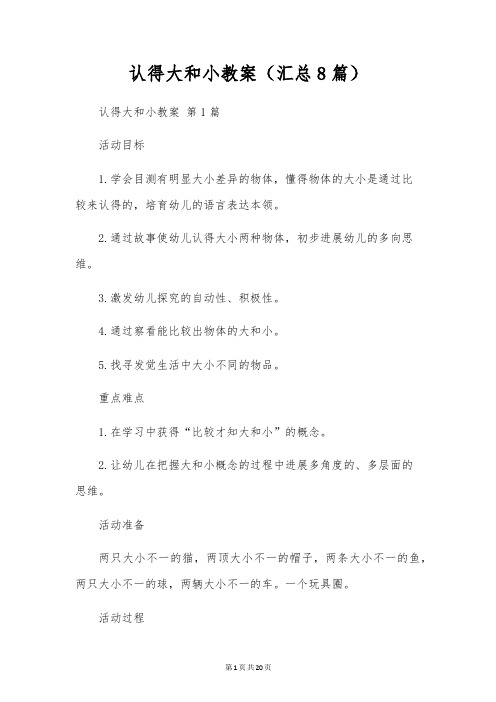认识大和小教案(8篇)