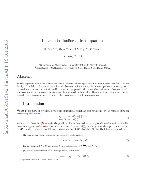 Blow-up in Nonlinear Heat Equations