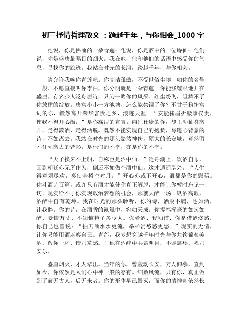 初三抒情哲理散文 ：跨越千年,与你相会_1000字