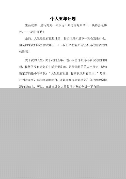 个人五年计划