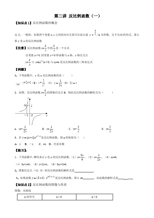4寒假课程初三数学 第4讲：反比例函数(一)【学生版】