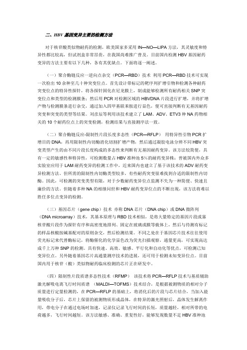 HBV病毒变异耐药的检测方法
