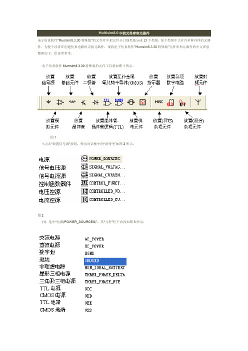 multisim 的元件查找方法及器件表