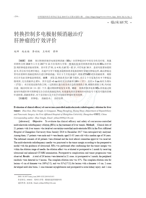 转换控制多电极射频消融治疗肝肿瘤的疗效评价