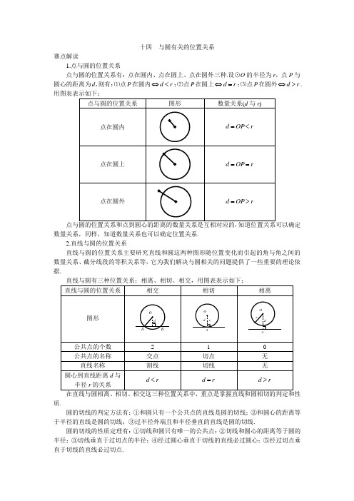 与圆有关的位置关系