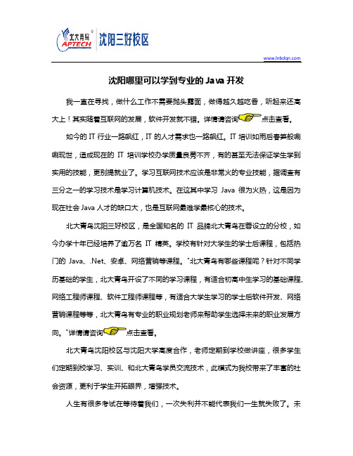 沈阳哪里可以学到专业的Java开发