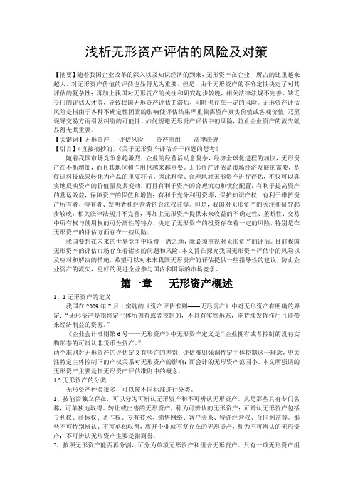 浅析无形资产评估的风险及对策