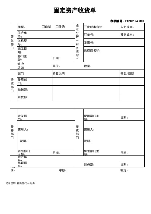 固定资产收货单