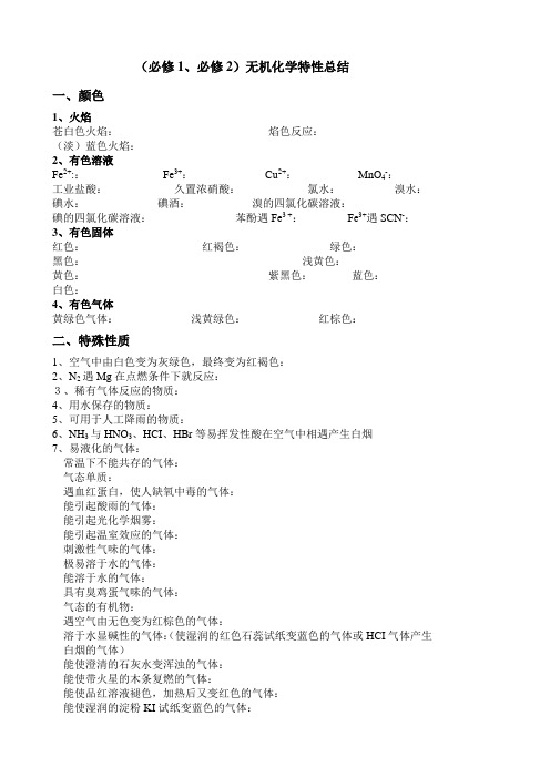 无机化学特性总结