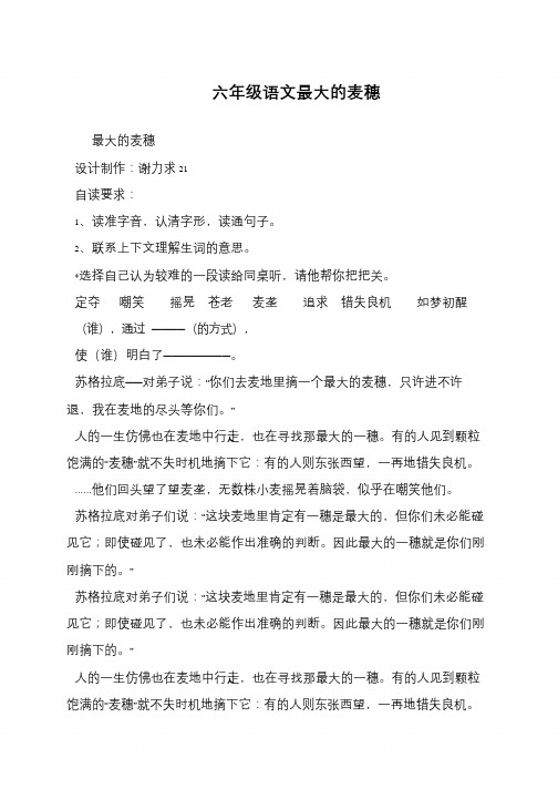 六年级语文最大的麦穗
