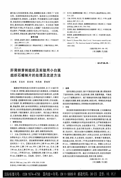 肝肾肺穿刺组织及实验用小白鼠组织石蜡制片的处理及改进方法