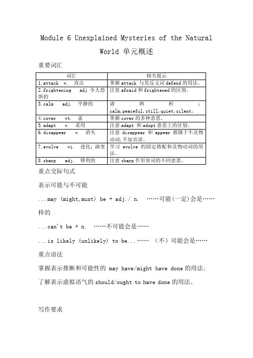 高中英语Module 6 Unexplained Mysteries of the