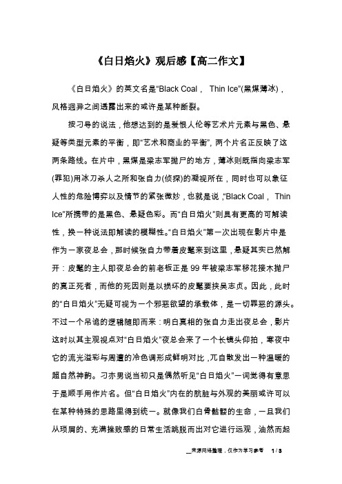 《白日焰火》观后感【高二作文】