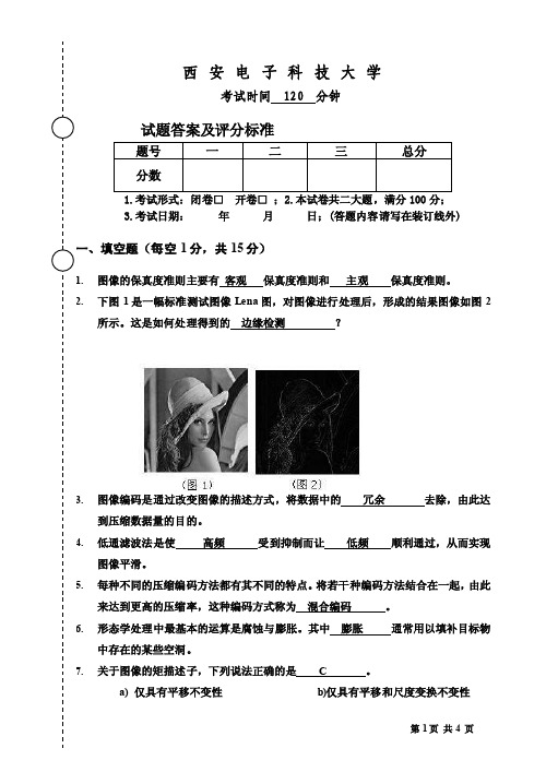 2015-数字图像处理试题+答案