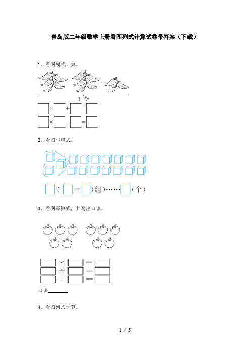 青岛版二年级数学上册看图列式计算试卷带答案(下载)