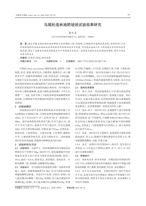 马尾松造林施肥增效试验效果研究