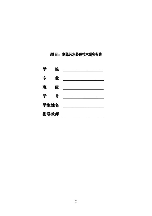 制革污水处理技术研究报告