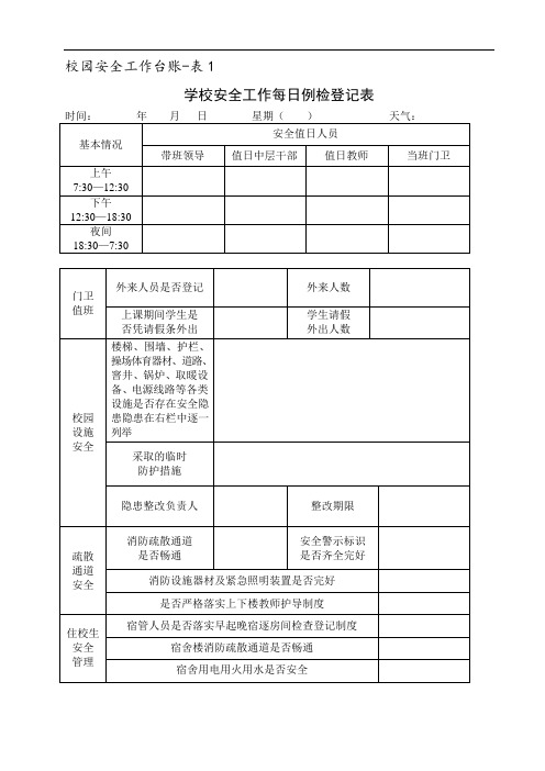 10校园安全工作台账6类表格