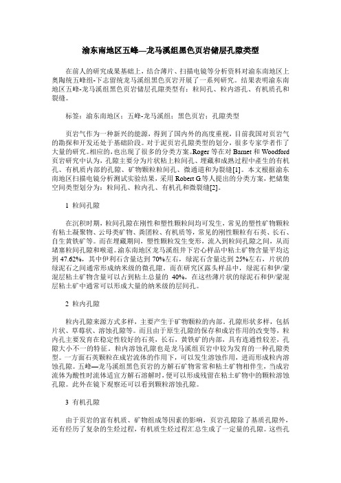 渝东南地区五峰—龙马溪组黑色页岩储层孔隙类型