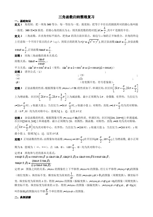 三角函数归纳整理复习